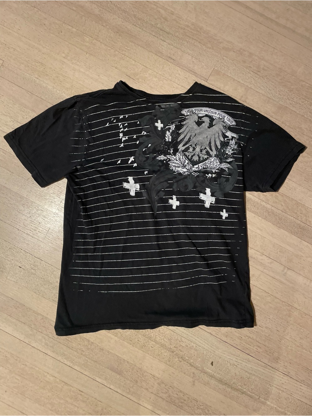 Urban Heritage Black Long Sleeve Graphic Tee with White Crest